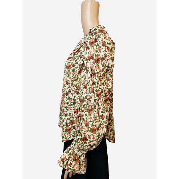 Free People Meant to Be Floral Cotton Long sleeve blouse size XSmall - Picture 5 of 12